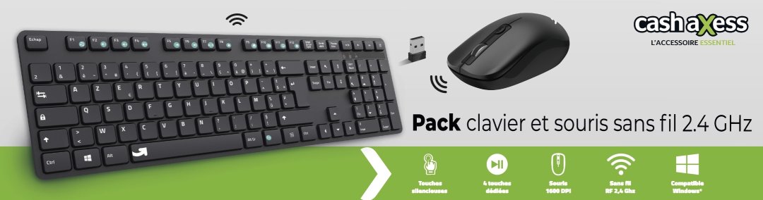 Pack clav ss fil 2.4ghz cash-cls5100rf