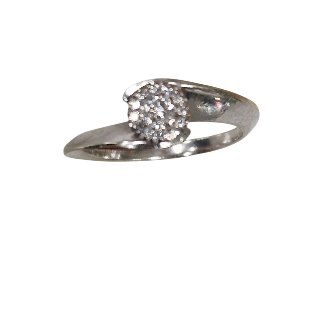 Bague or blanc avec diamant 3,3gr - t,54