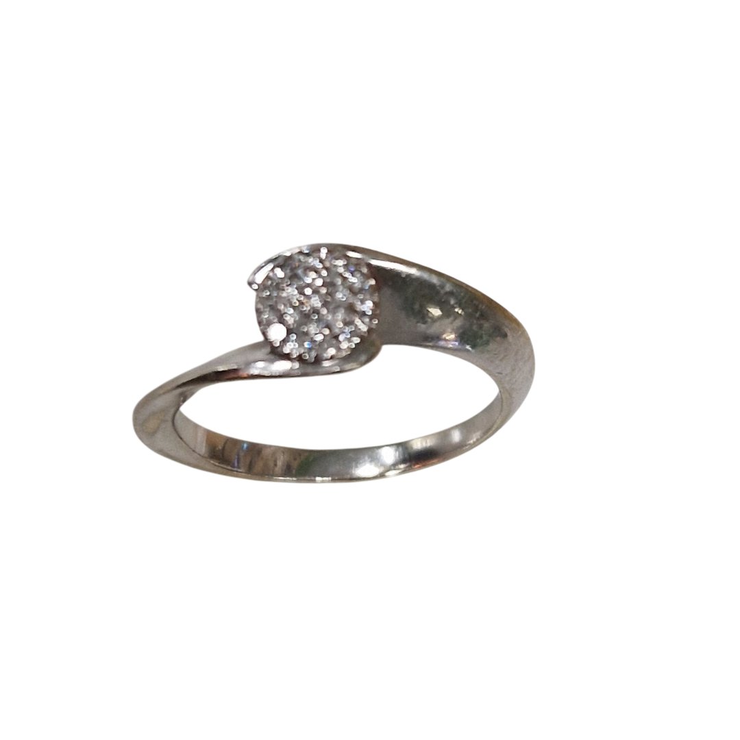 Bague or blanc avec diamant 3,3gr - t,54