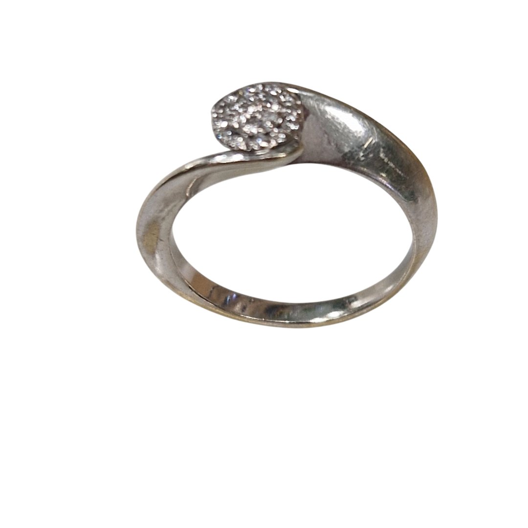 Bague or blanc avec diamant 3,3gr - t,54