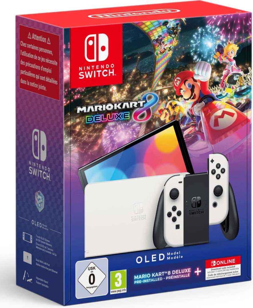 Switch oled 64go edition mario kart 8 deluxe+ station d'acceuil