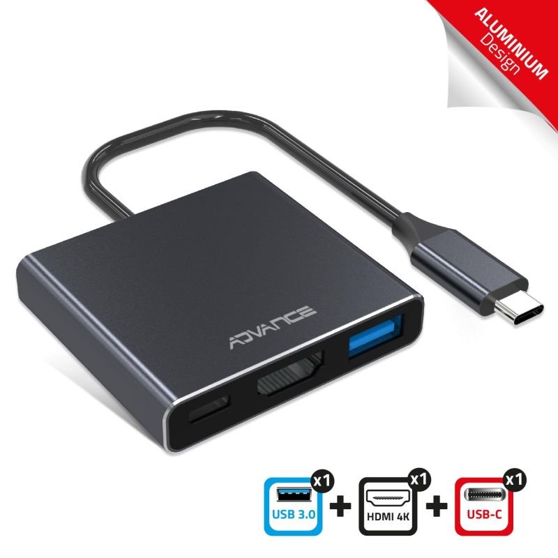 Hub 3en1 : usb3.0/usb-c/hdmi hub-c3in1