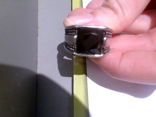 Bague chevaliere acier pierre noire