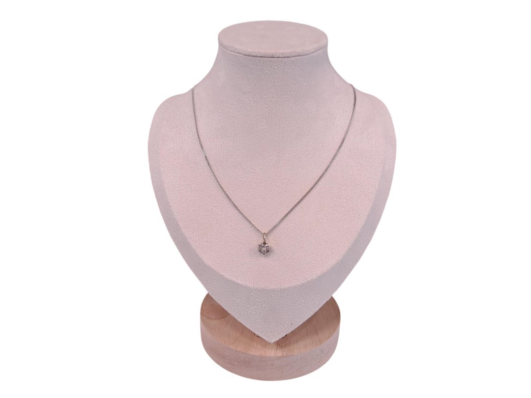 Pendentif coeur or blanc blanc chaine coeur