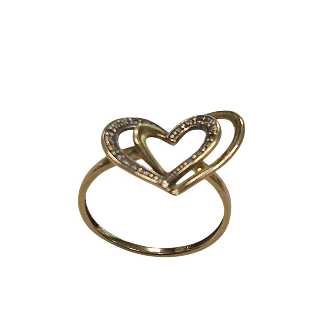 Bague jaune double coeur