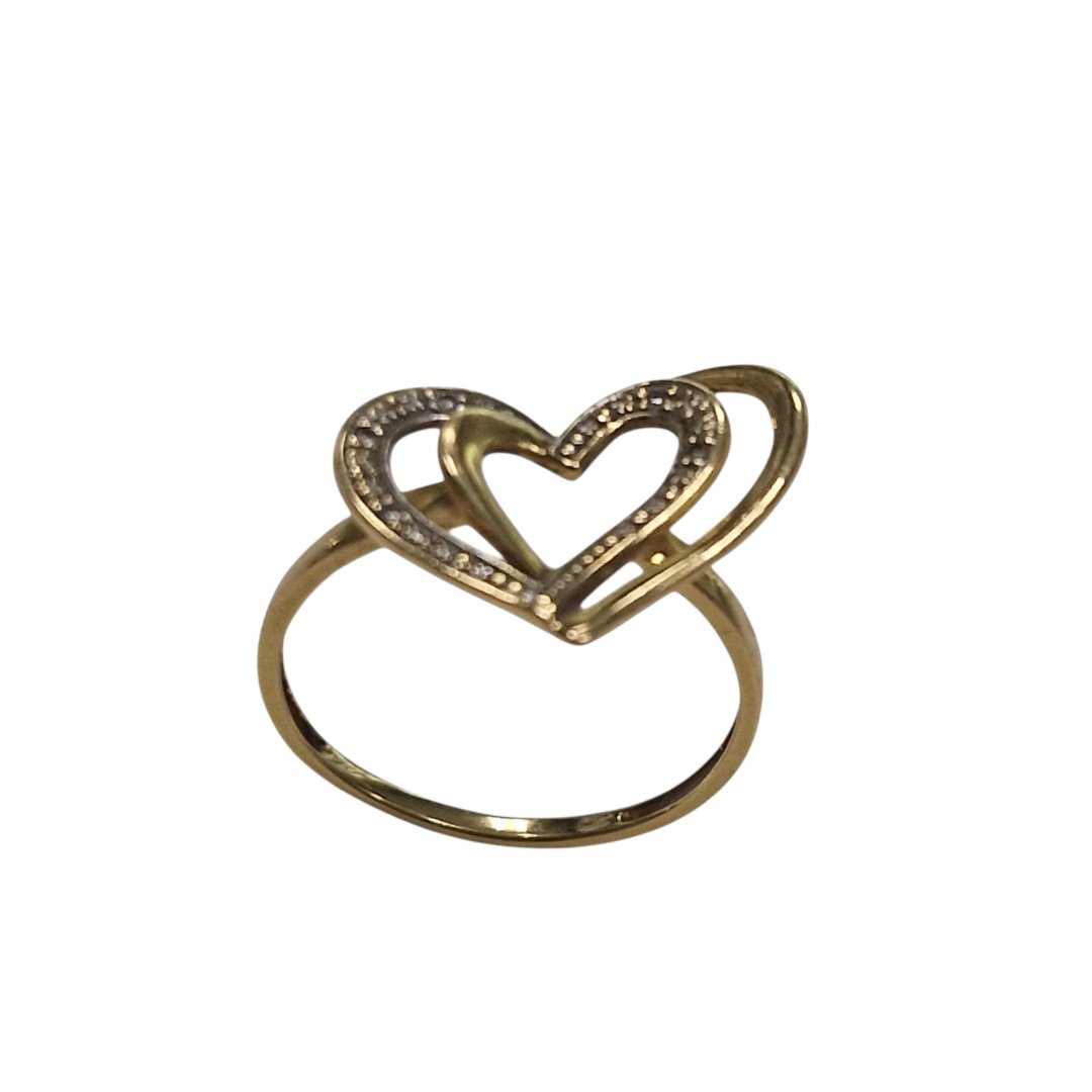 Bague jaune double coeur