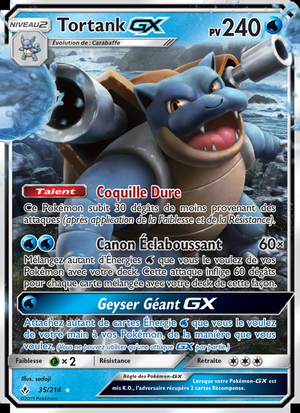 Carte pokemon tortank gx unb 35/214