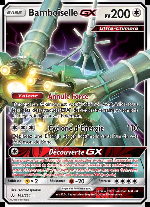 Carte pokemon bamboiselle gx unb 163/214