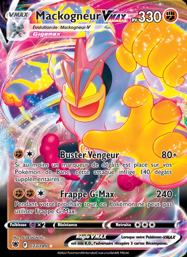 Carte pokemon mackogneur vmax asr 073/189 holo