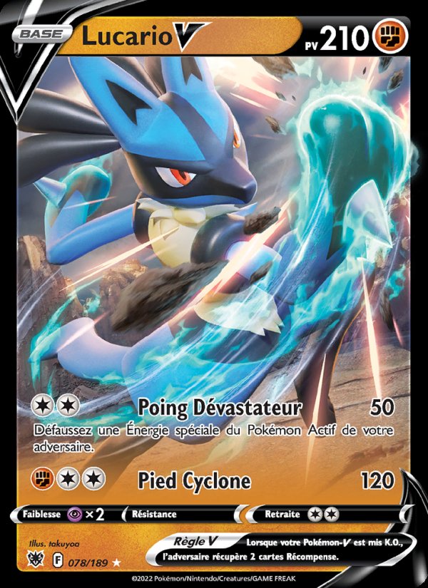Carte pokemon lucario v asr 078/189 holo