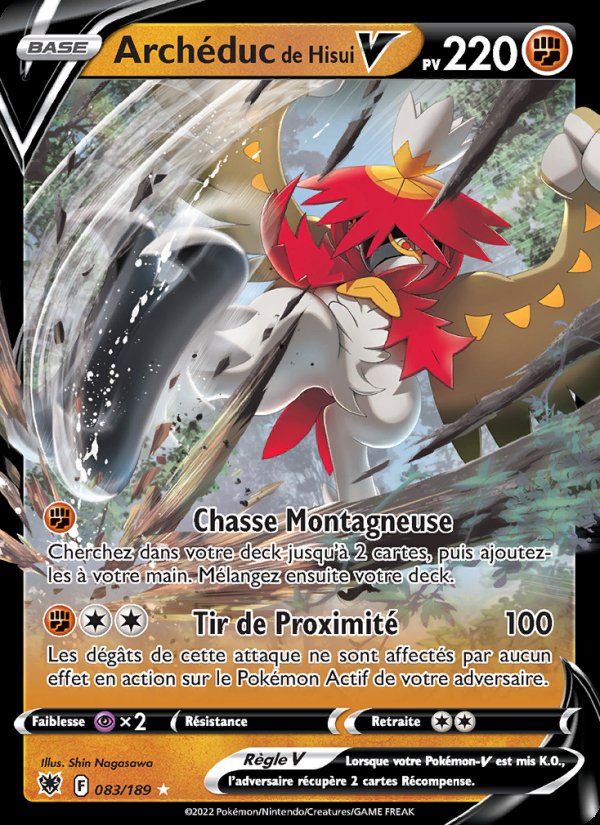 Carte pokemon archeduc de hisui v asr 083/189 holo