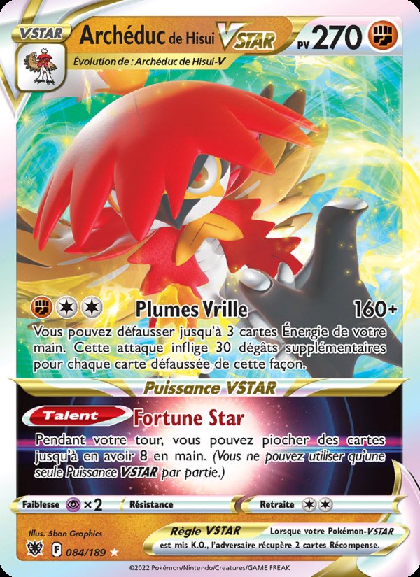 Carte pokemon archeduc de hisui vstar asr 084/189 holo
