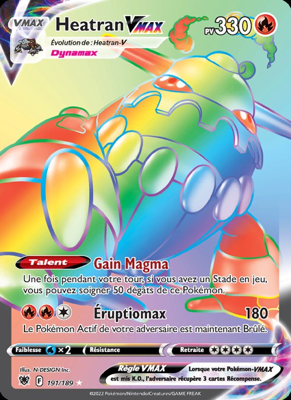 Carte pokemon heatran vmax asr 191/189 holo
