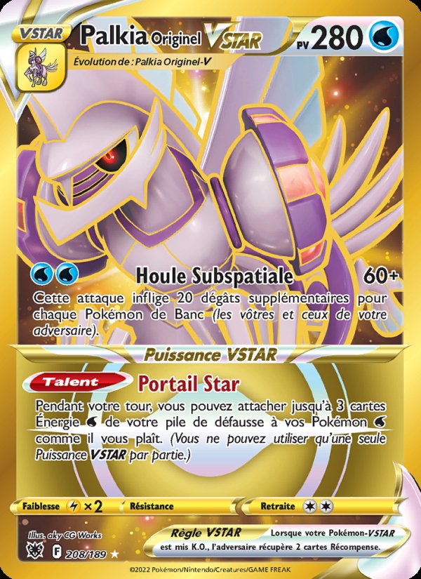 Carte pokemon palkia originel vstar asr 208/189 holo