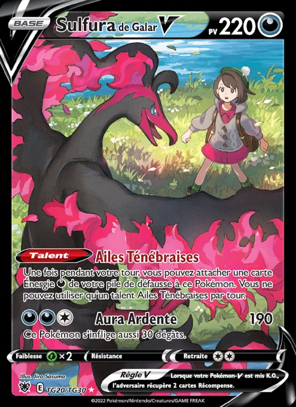 Carte pokemon sulfura de galar v asr tg20/tg30 holo