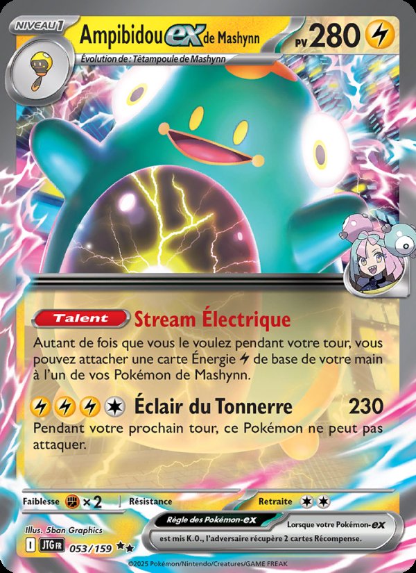 Carte pokemon ampibidou-ex de mashynn jtg 053/159 holo