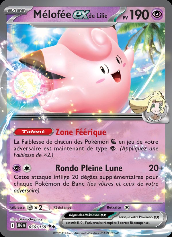Carte pokemon melofee-ex de lilie jtg 056/159 holo
