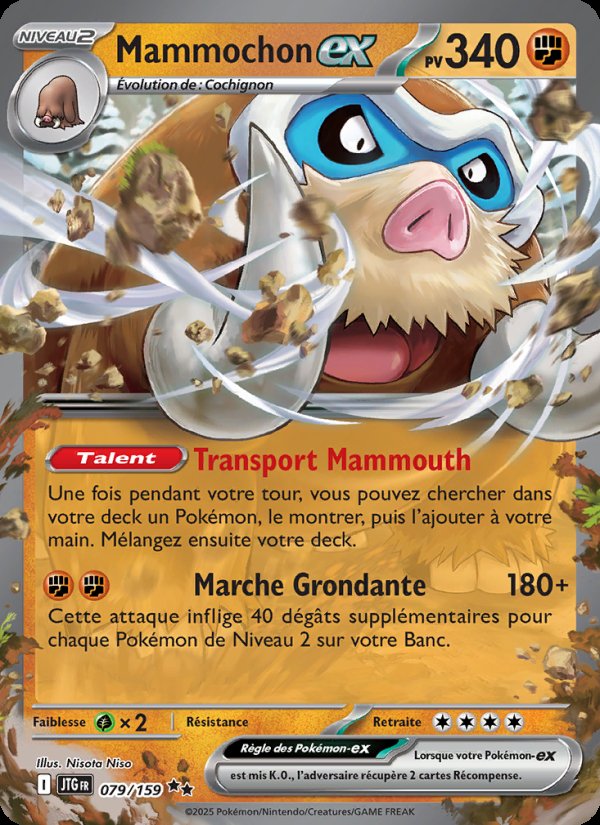 Carte pokemon mammochon-ex jtg 079/159 holo