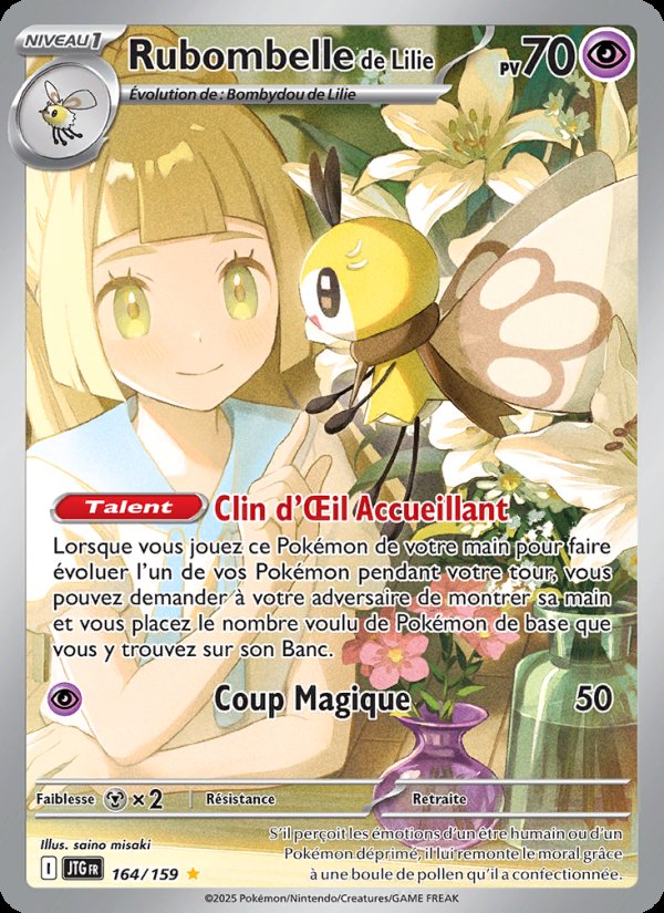 Carte pokemon rubombelle de lilie jtg 164/159 holo