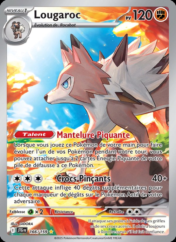 Carte pokemon lougaroc jtg 166/159 holo