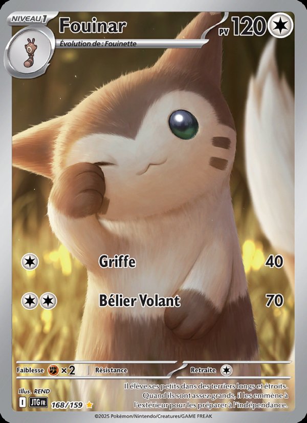 Carte pokemon fouinar jtg 168/159 holo