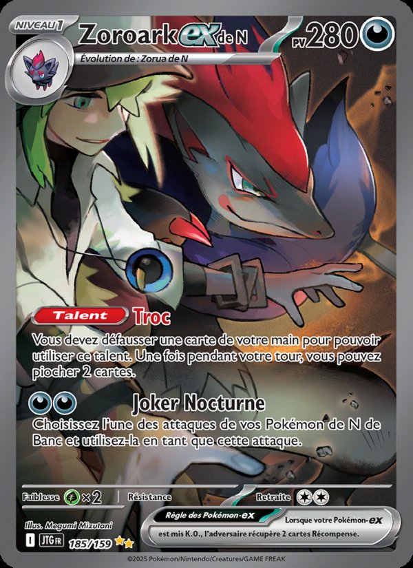 Carte pokemon zoroark-ex de n jtg 185/159 holo