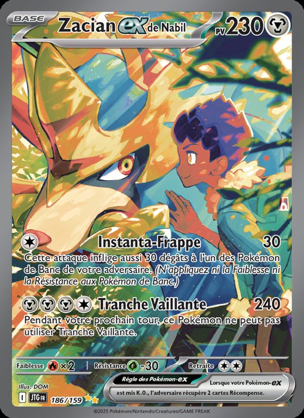 Carte pokemon zacian-ex de nabil jtg 186/159 holo