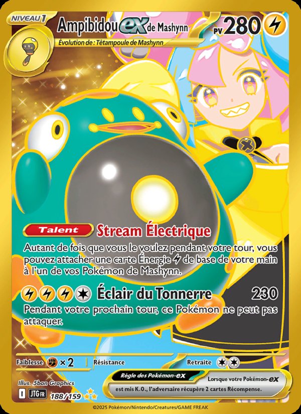 Carte pokemon ampibidou-ex de mashynn jtg 188/159 holo