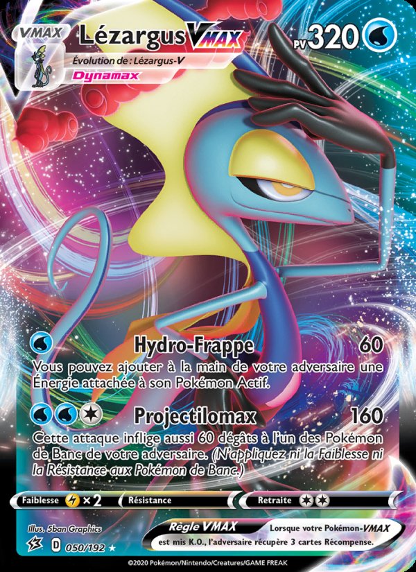 Carte pokemon lezargus vmax rcl 50/192 holo