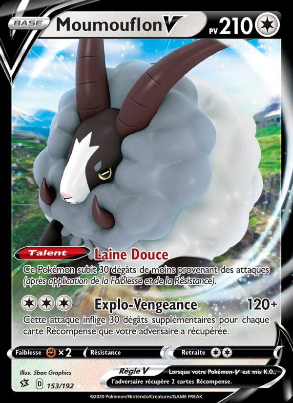 Carte pokemon moumouflon v rcl 153/192 holo