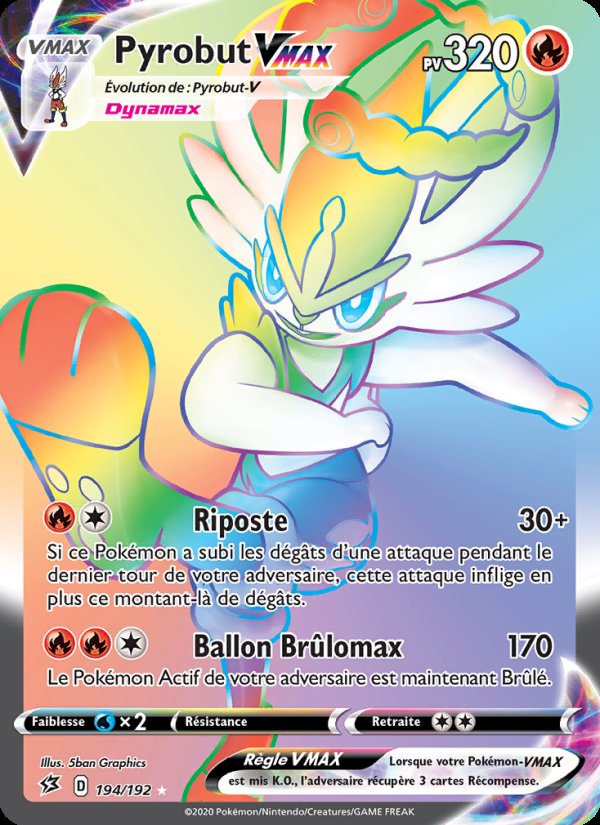 Carte pokemon pyrobut vmax rcl 194/192 holo