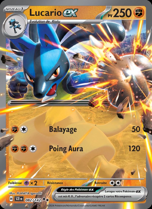 Carte pokemon lucario-ex scr 082/142 holo