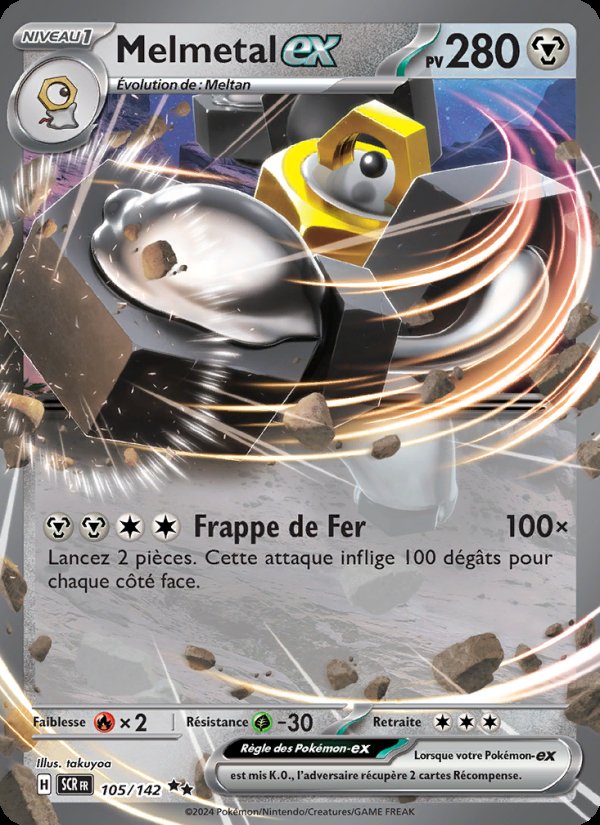 Carte pokemon melmetal-ex scr 105/142 holo