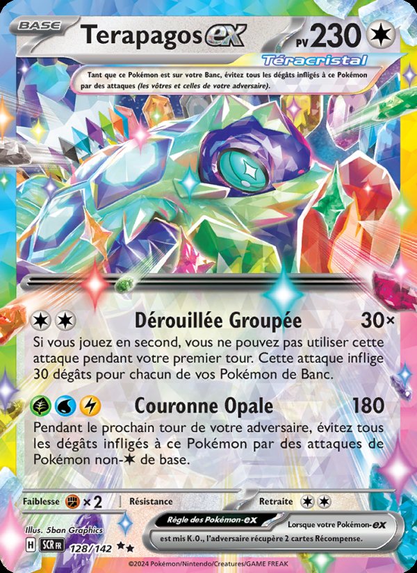 Carte pokemon terapagos-ex scr 128/142 holo