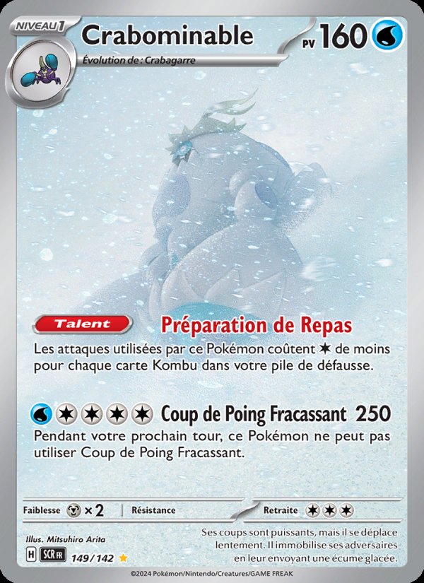Carte pokemon crabominable scr 149/142 holo