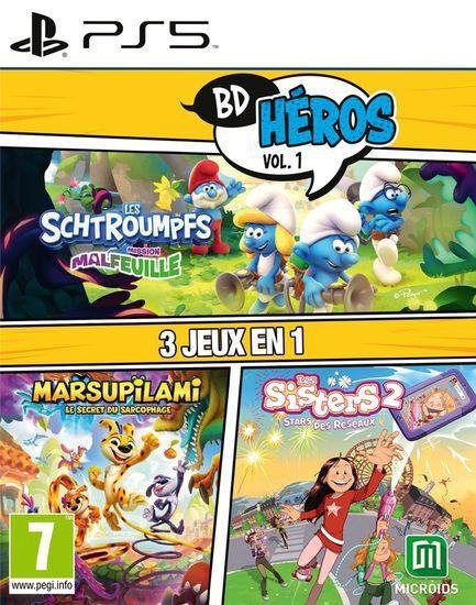Jeu pack bd heros vol.1 ( les schtroumpfs mission malfeuille sisters 2 marsupilami)