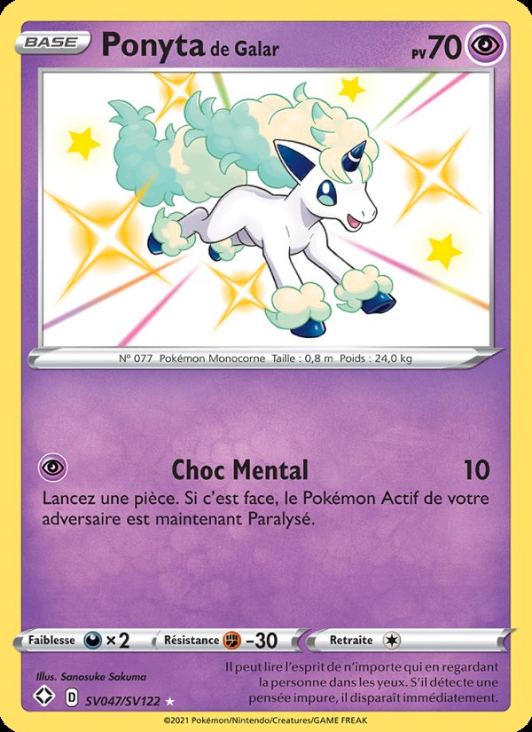 Carte pokemon ponyta de galar shf sv047/72 holo