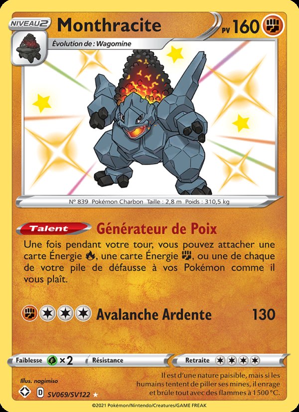 Carte pokemon monthracite shf sv069/72 holo