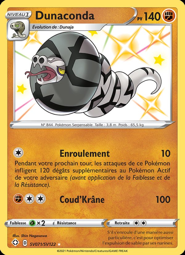 Carte pokemon dunaconda shf sv071/72 holo
