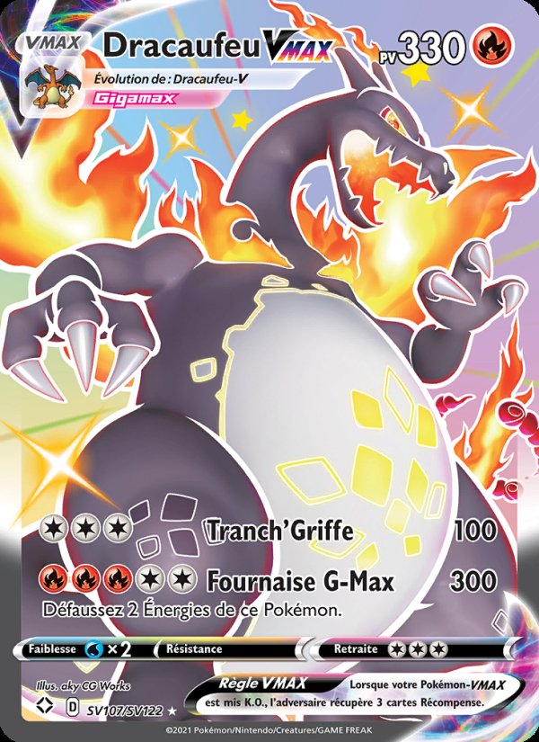 Carte pokemon dracaufeu vmax shf sv107/72
