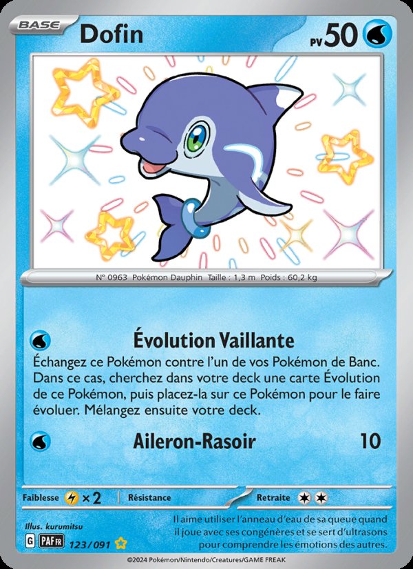 Carte pokemon dofin paf 123/91 holo