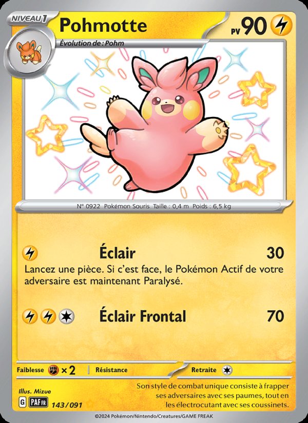 Carte pokemon pohmotte paf 143/91 holo
