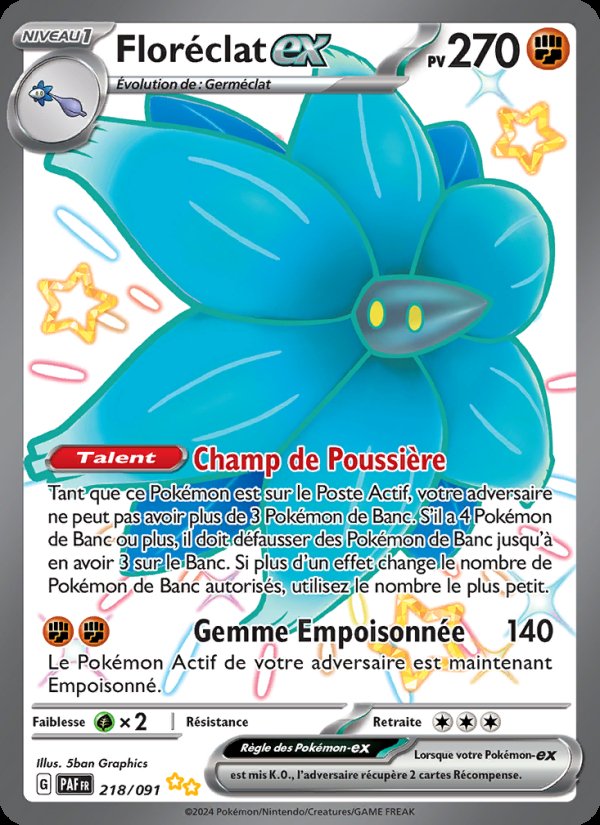 Carte pokemon floreclat-ex paf 218/91 holo