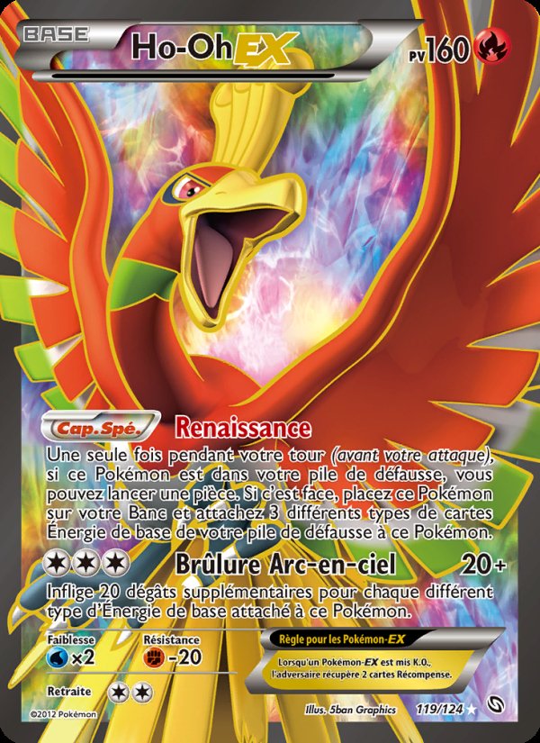 Carte pokemon ho-oh-ex drx 119/124 holo
