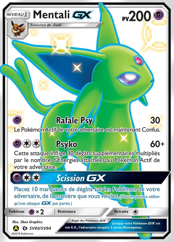Carte pokemon mentali-gx hif sv60/sv94