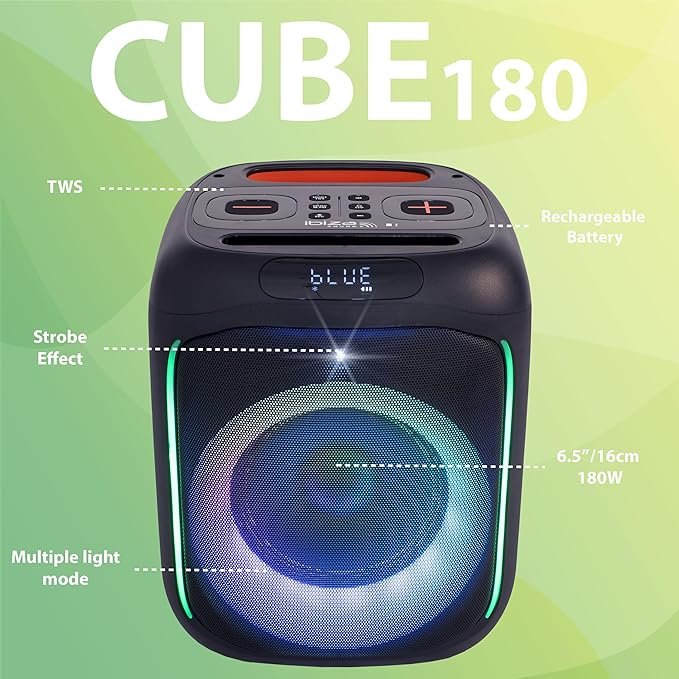 Enceinte 180w bt usb fm tws cube180