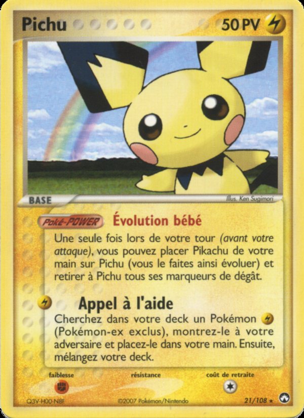 Carte pokemon pichu pk 21/108
