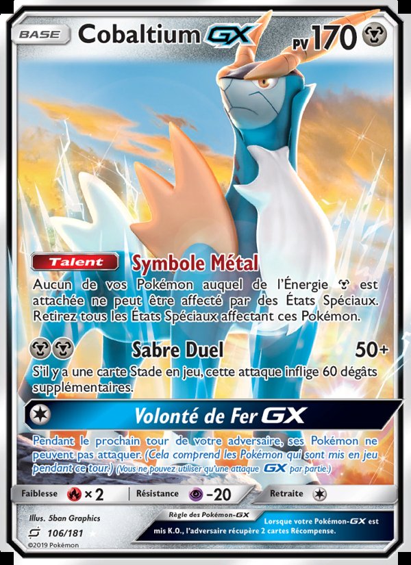 Carte pokemon cobaltium gx teu 181 normal