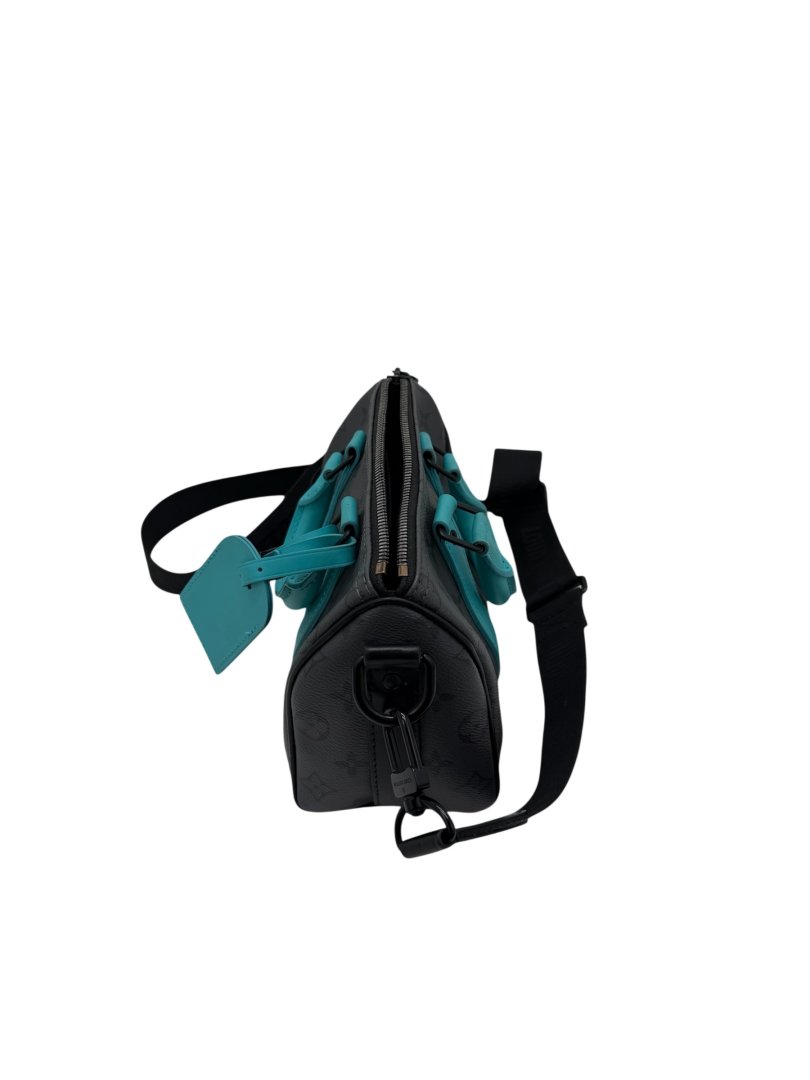 Sac keepall 25 m11645 gris et turquoise avec bandouliere