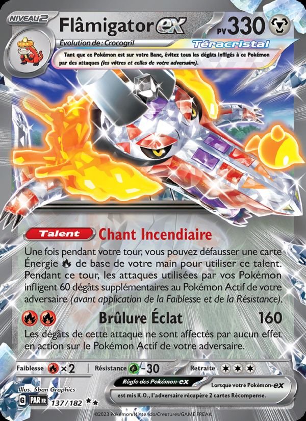 Carte pokemon flamigator-ex par 137/182 reverse